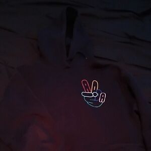 adidas Black Hoodie with Multicolor Peace Sign